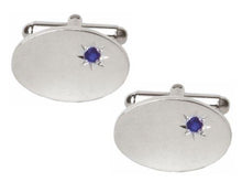 Load image into Gallery viewer, 925 Sterling Silver &amp; Blue Sapphire Cufflinks - Pobjoy Diamonds