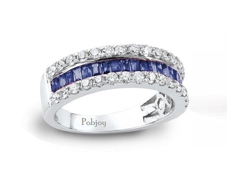 Blue Sapphire & Diamond Cocktail Ring Channel Set