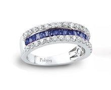 Load image into Gallery viewer, Blue Sapphire &amp; Diamond Cocktail Ring Channel Set