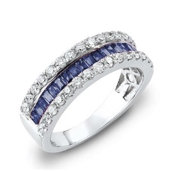 Blue Sapphire & Diamond Cocktail Ring Channel Set