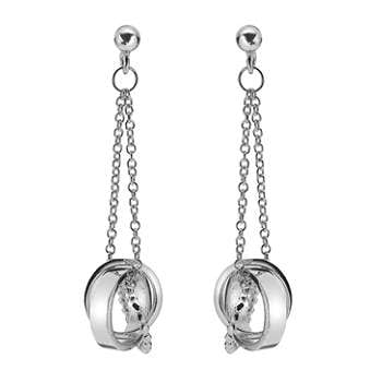 Sterling Silver Entwined Circle Drop Earrings - Pobjoy Diamonds
