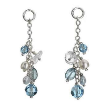 Load image into Gallery viewer, Freshwater Cultured Pearl &amp; Blue Bead Silver Drop Earrings - Pobjoy Diamonds