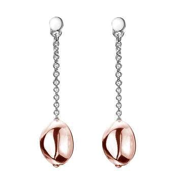 Sterling Silver & Rose Gold Plated Chain Drop Earrings - Pobjoy Diamonds