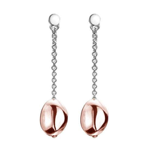 Load image into Gallery viewer, Sterling Silver &amp; Rose Gold Plated Chain Drop Earrings - Pobjoy Diamonds