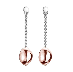 Sterling Silver & Rose Gold Plated Chain Drop Earrings - Pobjoy Diamonds