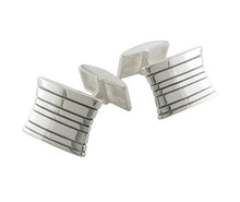 Load image into Gallery viewer, Sterling Silver Shaped &amp; Grooved Cufflinks - Pobjoy Diamonds
