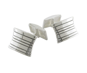 Sterling Silver Shaped & Grooved Cufflinks - Pobjoy Diamonds