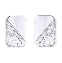 Load image into Gallery viewer, 925 Silver Rectangular Clipped Edge Semi Engraved Cufflinks - Pobjoy Diamonds