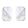 925 Silver Rectangular Clipped Edge Semi Engraved Cufflinks - Pobjoy Diamonds