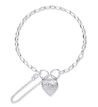 Load image into Gallery viewer, Sterling Silver Heart Padlock Bracelet - Pobjoy Diamonds