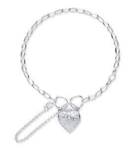 Sterling Silver Heart Padlock Bracelet - Pobjoy Diamonds