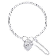 Load image into Gallery viewer, Sterling Silver Heart Padlock Bracelet - Pobjoy Diamonds