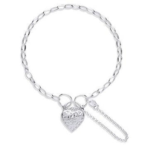 Sterling Silver Heart Padlock Bracelet - Pobjoy Diamonds