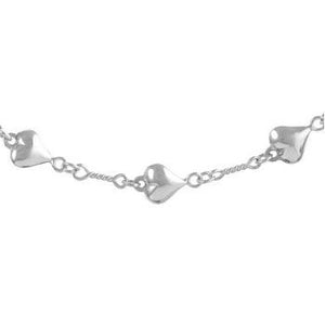 Sterling Silver Heart Charm & Link Bracelet - Pobjoy Diamonds