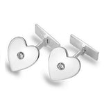 Sterling Silver Heart Shape Bar Cufflinks - Pobjoy Diamonds
