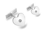 Sterling Silver Heart Shape Bar Cufflinks - Pobjoy Diamonds