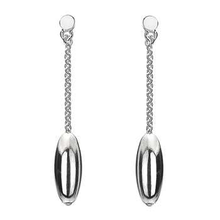 Load image into Gallery viewer, Sterling Silver Oval Drop Earrings - Pobjoy Diamonds