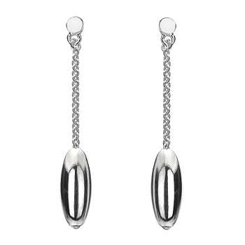 Sterling Silver Oval Drop Earrings - Pobjoy Diamonds