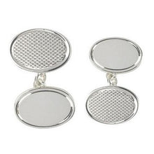 Load image into Gallery viewer, Sterling Silver Textured Classic Chain Oval Cufflinks - Pobjoy Diamonds