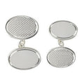 Sterling Silver Textured Classic Chain Oval Cufflinks - Pobjoy Diamonds