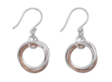 Load image into Gallery viewer, Sterling Silver &amp; Rose Gold Plated Wool Mark Earrings - Pobjoy Diamonds