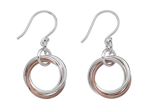 Sterling Silver & Rose Gold Plated Wool Mark Earrings - Pobjoy Diamonds