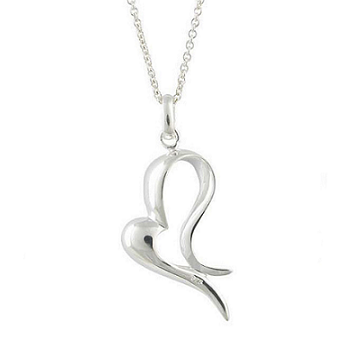 Sterling Silver Script Heart Pendant Neck Chain-Pobjoy Diamonds