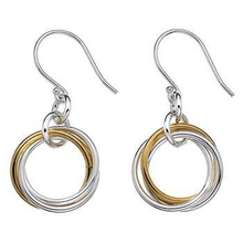 Load image into Gallery viewer, Sterling Silver &amp; Yellow Gold Plated Wool Mark Earrings - Pobjoy Diamonds