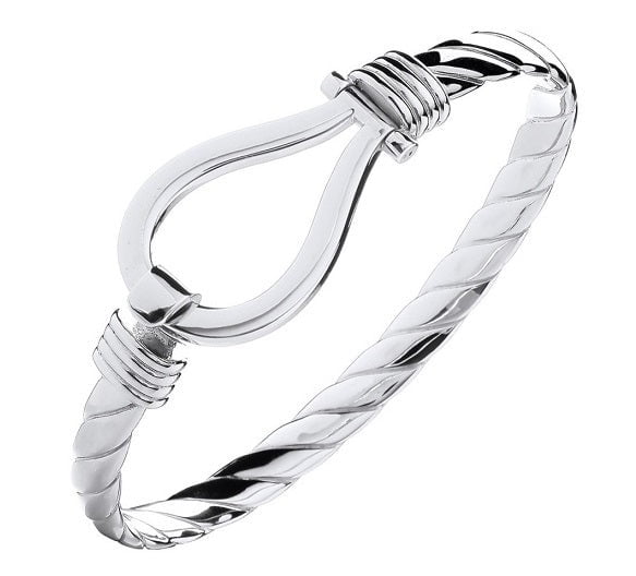 Mens Sterling Silver Hook Bangle - Pobjoy Diamonds