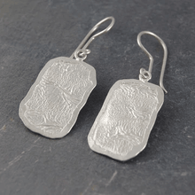 Load image into Gallery viewer, Handmade Sterling Silver Roman Rectangle Drop Earrings