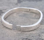 Handmade Sterling Silver Curved Chunky Hinged Bangle - Pobjoy Diamonds