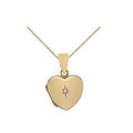 9K Yellow Gold & Star Set Diamond Ladies Small Heart Locket - Pobjoy Diamonds