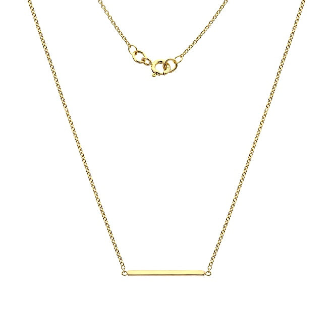 9K Gold Smooth Finished Bar Ladies Pendant Necklace - Pobjoy Diamonds