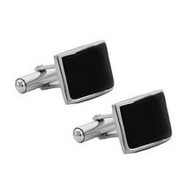 Load image into Gallery viewer, Sterling Silver Rectangular Black Agate Cufflinks - Pobjoy Diamonds