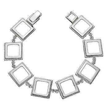 Sterling Silver Echo Square Link Ladies Bracelet - Pobjoy Diamonds