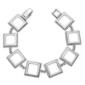 Sterling Silver Echo Square Link Ladies Bracelet - Pobjoy Diamonds