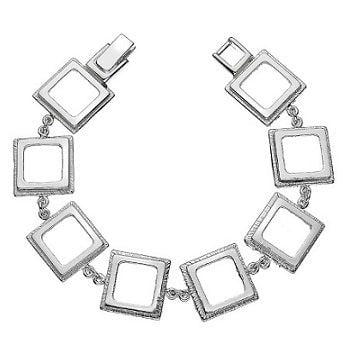 Sterling Silver Echo Square Link Ladies Bracelet - Pobjoy Diamonds