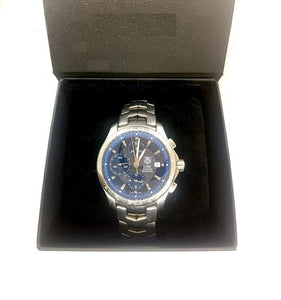 Used TAG HEUER Link Chronograph Blue Dial Men's Watch - Pobjoy Diamonds