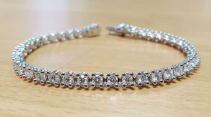18K White Gold Round Cut Diamond Tennis Bracelet 3.00 CTW - Pobjoy Diamonds