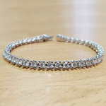 18K White Gold Round Cut Diamond Tennis Bracelet 3.00 CTW - Pobjoy Diamonds