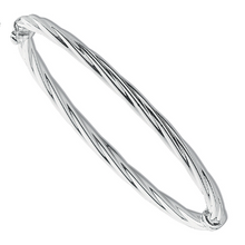 Load image into Gallery viewer, Silver Hollow Twisted Hinged Bangle
