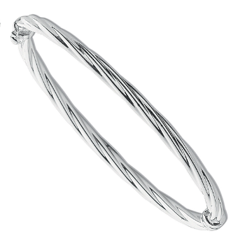 Silver Hollow Twisted Hinged Bangle