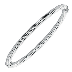 Silver Hollow Twisted Hinged Bangle