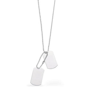 Sterling Silver Duo Of Dog Tags On Silver Chain 24"
