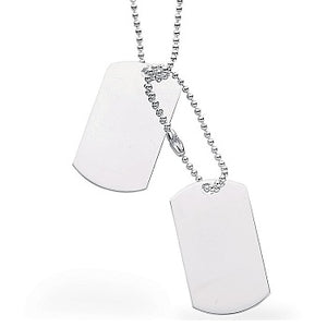 Sterling Silver Duo Of Dog Tags On Silver Chain 24"