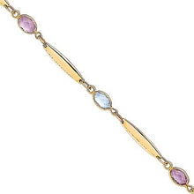 Load image into Gallery viewer, 9K Yellow Gold Amethyst &amp; Topaz Bracelet - Pobjoy Diamonds
