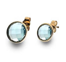 Load image into Gallery viewer, 9K Yellow Gold &amp; Blue Topaz Twist Stud Earrings - Pobjoy Diamonds