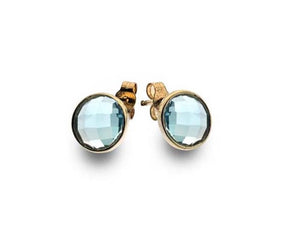 9K Yellow Gold & Blue Topaz Twist Stud Earrings - Pobjoy Diamonds