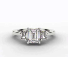 Load image into Gallery viewer, 1.80 Carat Emerald Cut Lab Diamond Trilogy Ring - E/VS1  - Pobjoy Diamonds