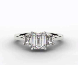 1.80 Carat Emerald Cut Lab Diamond Trilogy Ring - E/VS1  - Pobjoy Diamonds
